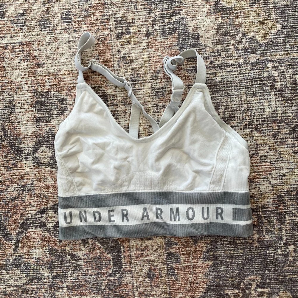 Under Armour White and Grey Low Impact Sports Bra